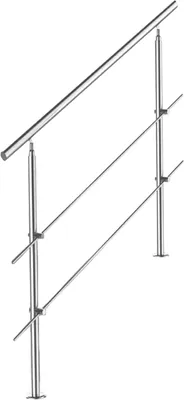Zdjęcie produktu dla Poręcz Jayseuw ze stali nierdzewnej – poręcz schodowa na balkon, do schodów wewnętrznych i zewnętrznych, 150 cm (2 poprzeczki)
