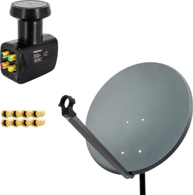 Produktbild von PremiumX SAT Anlage 60cm Satellitenschüssel ALU Quad LNB 8x F-Stecker
