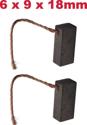 Produktbild von 2x Trade-Shop Motorkohlen Kohlebürsten Schleifkohlen Kohlestifte 6x9x18mm Kabellänge 40mm für viele KFZ PKW Motoren Antriebe Elektrowerkzeuge 12-24V