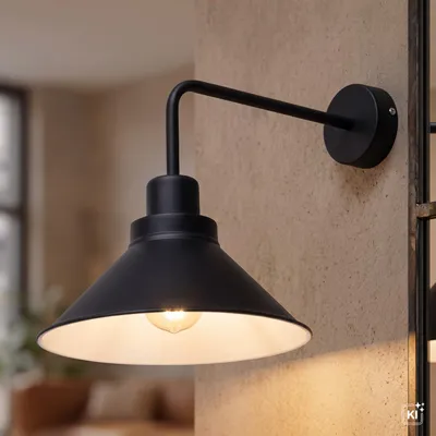 Produktbild von Wandlampe Metall 30 cm hoch Schwarz Weiß E27 Industrial, KI-generiertes Bild