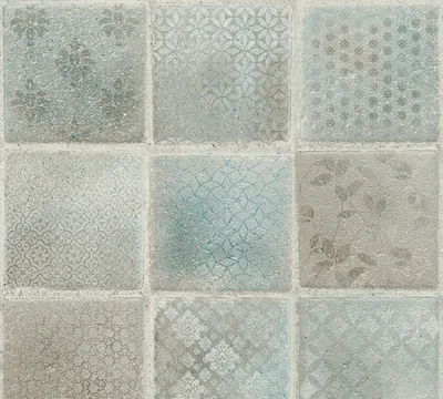 Produktbild von A.S. Création Fliesentapete Neue Bude 2.0 Edition 2 Ella Vliestapete blau grün creme 10,05 m x 0,53 m