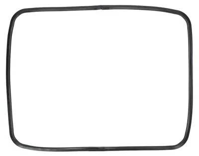 A black rubber gasket on a white background.