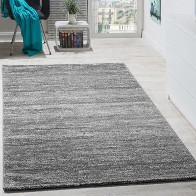 Image de Tapis à poils courts moderne confortable bon marché avec effet chiné gris dimensions 70 x 140 cm