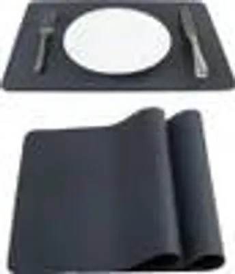 Produktbild von Silikon-Tischsets, 30 x 45 cm, waschbar, rutschfest, hitzebeständig, stapelbar, kinderfreundlich, 2er-Set, schwarz,