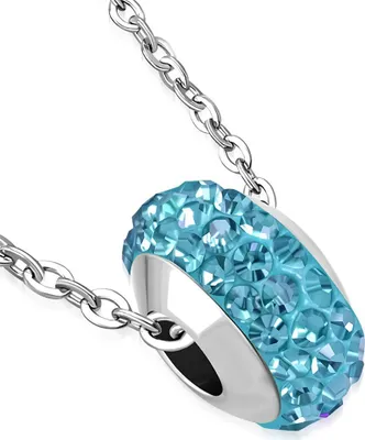 Produktbild von Damen Halskette Shamballa Anhänger Zirkonia Kristalle Autiga® silber-aquamarin