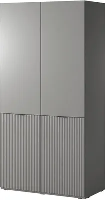Produktbild von BETTSO Stilvoller geriffelter Kippschrank Kleiderschrank mit Stange 100cm SANDBOX NOVA Grau