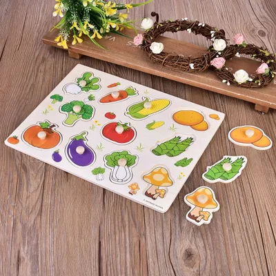 Immagine prodotto di 1Set di puzzle educativi in legno per bambini e ragazzi, interessanti accessori per l'apprendimento precoce (verdura)