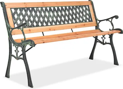 Produktbild von Parkbank Tannenholz Gartenbank Sitzbank Holz Metall Terrasse Balkon 125x74cm
