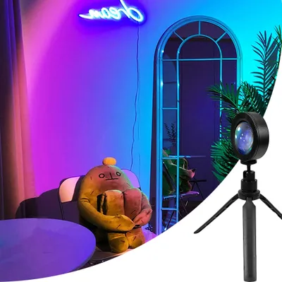 Produktbild von Lampa o zachodzie słońca tęczowy projektor LED lampa o zachodzie słońca lampka nocna lampa stołowa USB do sypialni salon dekoracja na imprezę