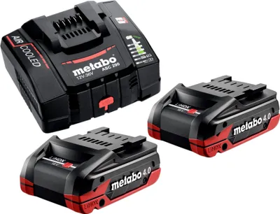 Zdjęcie produktu dla Zestaw podstawowy Metabo 2x akumulator LiHDX 18 V 4,0 Ah ( 2x 624974000 ) + ładowarka ASC 290 ( 627370000 )