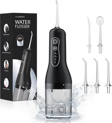 Produktbild von OKWISH Mundduschen, Elektrischer Zahnreiniger, Professioneller Munddusche & Zahnsteinentferner, Kabellos, Wiederaufladbar, Oral Irrigator für Zähne & Zahnzwischenräume, Wasserdruck Einstellbar