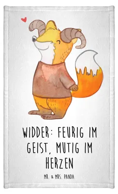 Produktbild von Mr. & Mrs. Panda Handtuch Widder Astologie - Weiß - Geschenk, Klein, Astrologie, Tierkreiszeichen, Gäste-WC, Design, Baumwollhandtuch, Geburtstagsgeschenk, Sternzeichen