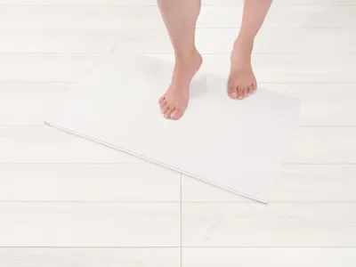 Image de Tapis de bain antidérapant 100 % coton, 43 x 61 cm, pour la salle de bains et les toilettes, absorbant, séchage rapide, lavable, couleur crème