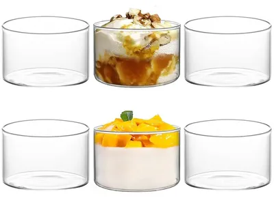 6 Dessertgläser 190 ml aus Glas, stapelbar, transparent
