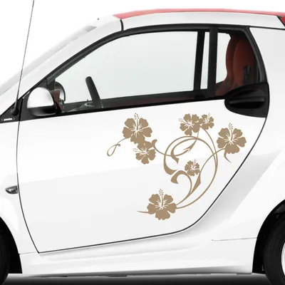 Produktbild von Aufkleber - Autoaufkleber-Set Hibiskus Swirl 2 Stk. je 60cm x 47cm braun - Tuning Carystyling Heckscheibe Auto