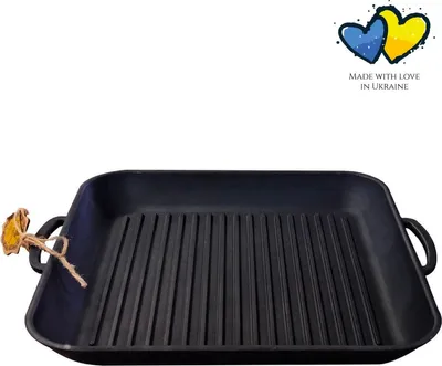 Obrázok produktu pre MAYSTERNYA Liatinová grilovacia doska indukčná - 35 x 35 x 4 cm - Grilovacia panvica - Liatinová grilovacia doska - Grilovacie príslušenstvo - Grilovacia doska - Matná čierna