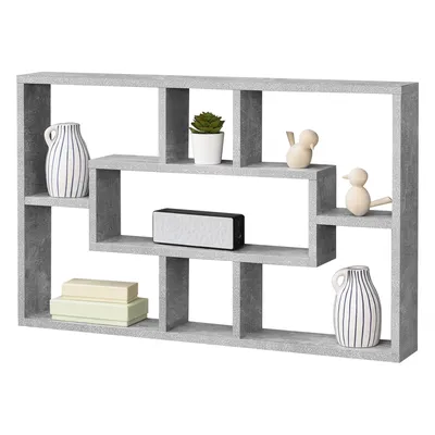 Produktbild von Wandregal Qinngua 77 x 10 x 48 cm Schweberegal mit 7 Ablageflächen Betonoptik  [en.casa]