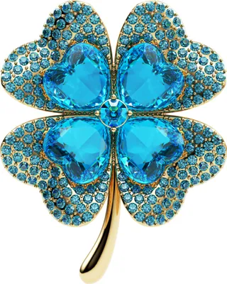 Produktbild von PINETS blaue Kleeblattbrosche mit Zirkonen