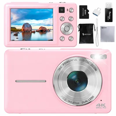Produktbild von Siltcon® Digitalkamera 4K 64MP – 3-Zoll-Display, 16x Zoom, 64GB SD, Pink