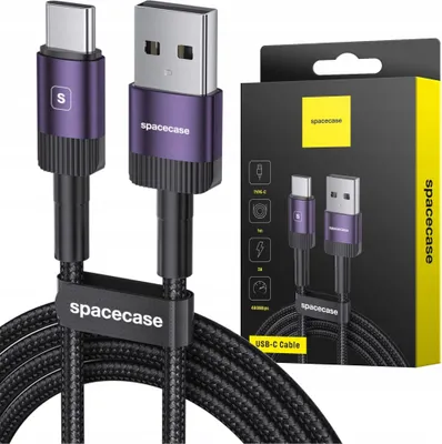 Image de Câble SPACECASE USB-C Cable 1M 3A Fioletowy