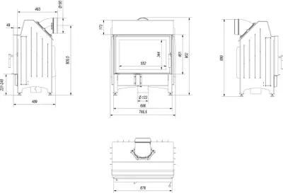 Produktbild von Kamineinsatz aus Stahl KRATKI ZIBI 11 kW Ø 180 mit Türfeder