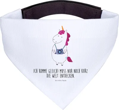 Produktbild von Mr. & Mrs. Panda Hundehalstuch L Einhorn Fotograf - Weiß - Geschenk, Urlaub, Fotografie, Unicorn, Weltreise, Hunde Halstuch, Für, Einhörner, Hund, Bandana