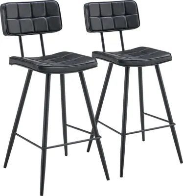 Image de Lot de 2 tabourets de bar en simili noir FERNAND
