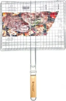Obrázek produktu pro Železný grilovací rošt s dřevěnou rukojetí 60x40x30cm
