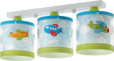 Immagine prodotto di Lampada da camera per bambini ragazze e ragazzi 61203 Lampada da soffitto Aviator aeroplano biplano colorato