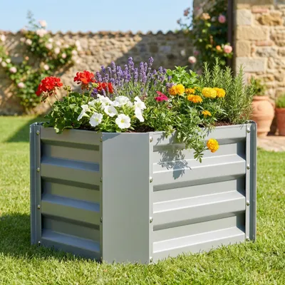 Produktbild von VCM Metall Hochbeet 50x40x30 cm, rechteckiger Pflanzkasten für Balkon, Terrasse & Garten, Pflanzenbeet ohne Boden, Galdo M