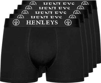Immagine prodotto di Henleys - Boxer "McBlacken" da uomo (confezione da 5) BG1335 (XXL) (Nero)
