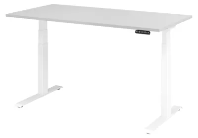 Image de Bureau réglable en hauteur XDKB | 2 moteurs | 120 - 180 cm | électrique, Dimension plateau:160 x 80 cm, Couleur plateau:Gris, Couleur piétement:Blanc