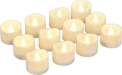 Image de Bougies LED - Minuterie automatique 6/18 heures, 32 x 36 cm, blanc chaud, lot de 12