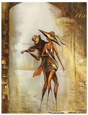 Productafbeelding van Diamantmozaïek: Vrouw En Violist, 30X40