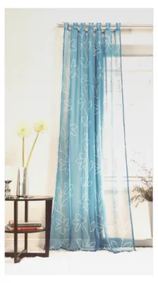 Produktbild von Fertigschal mit Schlaufen und Blumenmuster, transparent, 140x245 cm, blau