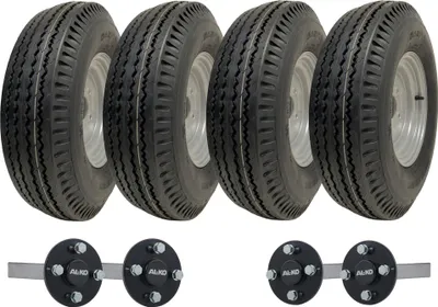 Produktbild von 5,00 x 10 Hochgeschwindigkeits-Zweiachs-Anhänger-Bausatz, straßenzugelassen, 4 Räder und ALKO-Achsen, 750 kg