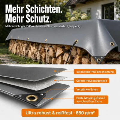 Immagine prodotto di NEMAXX® Telone di Copertura 300x200 cm – Impermeabile, 650 g/m², Grigio