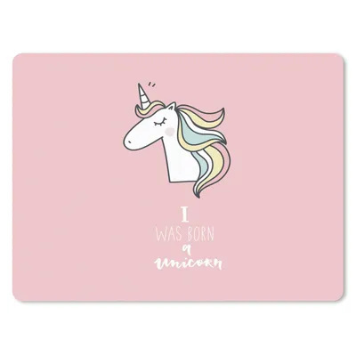 Produktbild von MuchoWow® Mauspad Mousepad Einhorn - Zitate - Rosa - Ich wurde als Einhorn geboren - Mädchen - Kind 23x19 cm - Mousepads - Maus Mat - Pad - Mausunterlage - Schreibtischunterlage - Mauspad