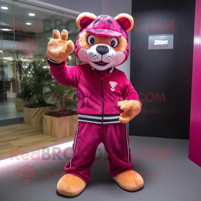 Obrázek produktu pro Postava REDBROKOLY maskota purpurového tygra oblečená v kalhotách a čepicích