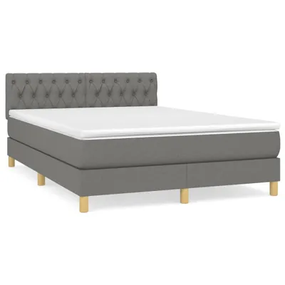 Productafbeelding van Boxspring met matras stof donkergrijs 140x200 cm