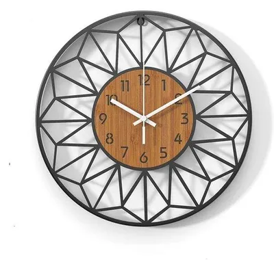 Obrázok produktu pre Nástenné hodiny s priemerom 30 cm, vyrobené z masívneho dreva a kovu, tiché, bez tikacích zvukov (batérie nie sú súčasťou balenia).