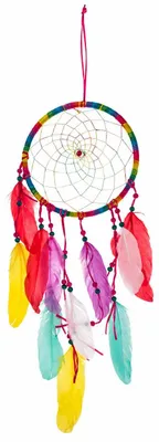 Produktbild von Traumfänger bunt mit Federn 43 cm Boho Wanddeko