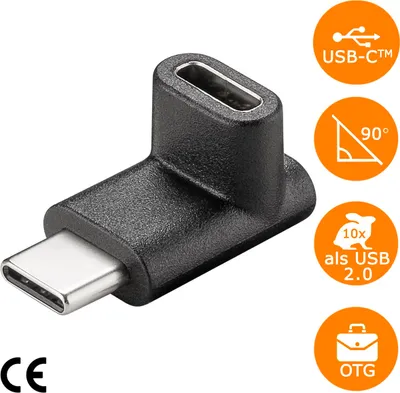 Produktbild von ORSEM USB C 90 Grad Adapter Winkelstecker 40Gbps 8K 60Hz USB C Stecker auf Buchse Winkeladapter L Form Adapter für MacBook Samsung Switch - Schwarz