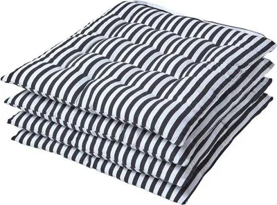 Produktbild von Famanu Stuhlkissen Set 4 Stück 40x40 cm Schwarz Weiß Gestreift