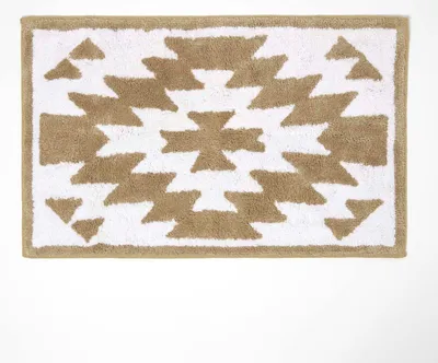 Produktbild von HOMESCAPES Badematte beige-weiß gemustert, 50 x 80 cm - Badvorleger Baumwolle