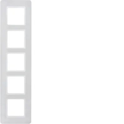 Produktbild von Berker Rahmen 5fach, Q.7, polarweiß samt, Weiß, Thermoplast, Schraubenlos, Berker, Q.7, IP20