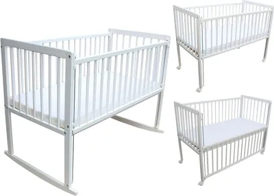 Produktbild von Kinderbett / Beistellbett / Wiege 3in1 120x60cm mit Matratze weiß