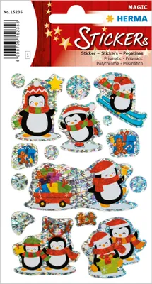 Obrázok produktu pre HERMA 15235, Fólie, Viacfarebný, Zvierací vzor, Permanentný, Winter Pinguine, 8 kusov