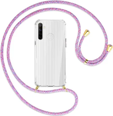 Produktbild von Handykette Backcover-Schutzhülle mit Band (Metall goldfarben) für Realme 6i - lila/rosa/blau