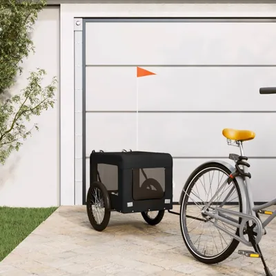 Immagine prodotto di Maison Exclusive - Rimorchio per bicicletta, adatto anche per cani, colore nero, realizzato in tessuto Oxford e ferro
